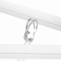 Elegant Original Design Simple Style Heart Shape Sterling Silver Plating Inlay Zircon Rings main image 2