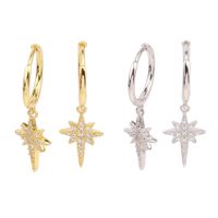 1 Pair Commute Star Plating Inlay Sterling Silver Zircon White Gold Plated Gold Plated Earrings main image 1