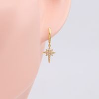 1 Pair Commute Star Plating Inlay Sterling Silver Zircon White Gold Plated Gold Plated Earrings main image 5