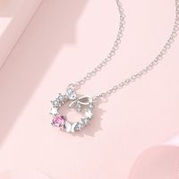 Simple Style Wreath Bow Knot Sterling Silver Pendant Necklace main image 5