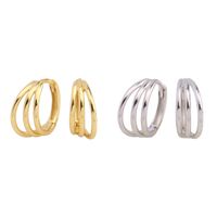 1 Pair Commute Round Plating Sterling Silver Gold Plated Earrings main image 1