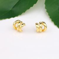 1 Pair Classic Style C Shape Plating Sterling Silver Gold Plated Earrings main image 7