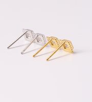 1 Pair Simple Style Square Plating Inlay Sterling Silver Zircon White Gold Plated Ear Studs main image 4