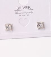 1 Pair Simple Style Square Plating Inlay Sterling Silver Zircon White Gold Plated Ear Studs main image 6