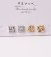 1 Pair Simple Style Square Plating Inlay Sterling Silver Zircon White Gold Plated Ear Studs main image 3