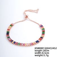 Copper K Gold Plated Rhodium Plated Simple Style Classic Style Plating Inlay Rectangle Zircon Bracelets main image 2