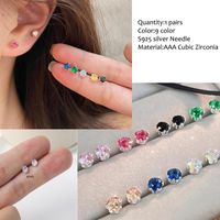 1 Pair Luxurious Shiny Solid Color Inlay Copper Zircon Ear Studs main image 2