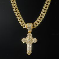 Hip Hop Punk Cruzar Aleación Embutido Diamantes De Imitación Unisexo Collar Colgante Collar Colgante main image 1