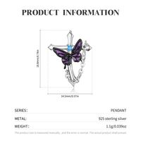 1 Piece Retro Cross Rose Butterfly Sterling Silver Plating Inlay Jewelry Accessories main image 4