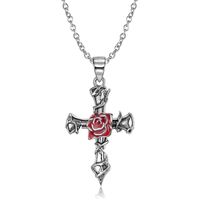 1 Piece Retro Cross Rose Butterfly Sterling Silver Plating Inlay Jewelry Accessories main image 6