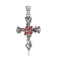 1 Piece Retro Cross Rose Butterfly Sterling Silver Plating Inlay Jewelry Accessories sku image 2