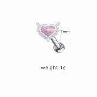 1 Piece Ear Cartilage Rings & Studs Cute Simple Style Heart Shape 316 Stainless Steel  Copper Plating Inlay Acrylic White Gold Plated sku image 1