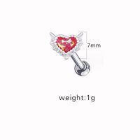 1 Piece Ear Cartilage Rings & Studs Cute Simple Style Heart Shape 316 Stainless Steel  Copper Plating Inlay Acrylic White Gold Plated sku image 2