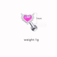 1 Piece Ear Cartilage Rings & Studs Cute Simple Style Heart Shape 316 Stainless Steel  Copper Plating Inlay Acrylic White Gold Plated sku image 4