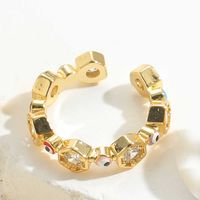 Vintage Style Simple Style Commute Devil's Eye Copper Enamel Plating Inlay Zircon 14k Gold Plated Open Rings main image 7