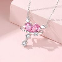 Lady Heart Shape Sterling Silver Inlay Zircon Pendant Necklace main image 3
