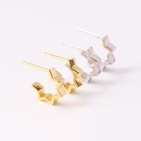 1 Pair Simple Style Star Plating Sterling Silver Ear Studs main image 1