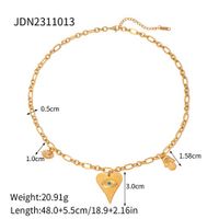 Ig Style Simple Style Devil's Eye Hand Of Fatima Heart Shape Stainless Steel Enamel Plating 18k Gold Plated Necklace main image 2