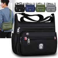 Men's Small Nylon Solid Color Classic Style Square Zipper Shoulder Bag main image 1