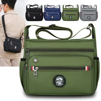 Men's Small Nylon Solid Color Classic Style Square Zipper Shoulder Bag main image 4