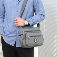 Men's Small Nylon Solid Color Classic Style Square Zipper Shoulder Bag main image 2