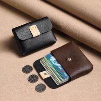 Unisex Solid Color Pu Leather Flip Cover Card Holders main image 3