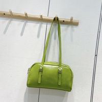 Women's Medium Pu Leather Solid Color Streetwear Square Zipper Shoulder Bag sku image 2