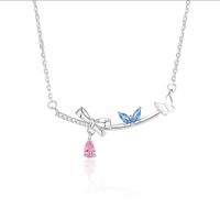 Lady Bow Knot Sterling Silver Inlay Artificial Gemstones Pendant Necklace sku image 1
