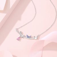Lady Bow Knot Sterling Silver Inlay Artificial Gemstones Pendant Necklace main image 4