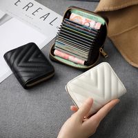 Unisex Solid Color Pu Leather Zipper Card Holders main image 6