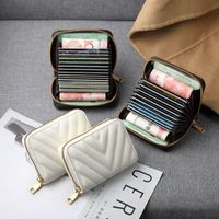 Unisex Solid Color Pu Leather Zipper Card Holders main image 3