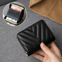 Unisex Solid Color Pu Leather Zipper Card Holders sku image 2