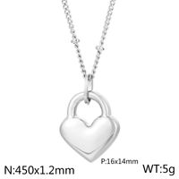 Titanium Steel 18K Gold Plated Simple Style Inlay Heart Shape Resin Pendant Necklace sku image 1