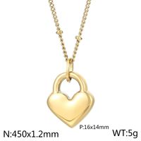 Titanium Steel 18K Gold Plated Simple Style Inlay Heart Shape Resin Pendant Necklace sku image 17
