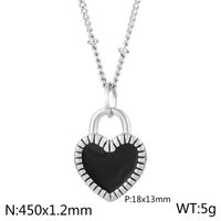 Titanium Steel 18K Gold Plated Simple Style Inlay Heart Shape Resin Pendant Necklace sku image 18