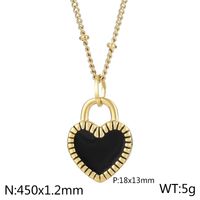 Titanium Steel 18K Gold Plated Simple Style Inlay Heart Shape Resin Pendant Necklace sku image 31