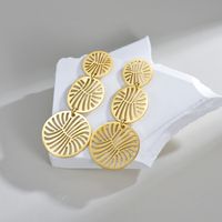 1 Pair Simple Style Irregular Round Plating Hollow Out 304 Stainless Steel Titanium Steel 18K Gold Plated Drop Earrings main image 1