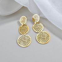 1 Pair Simple Style Irregular Round Plating Hollow Out 304 Stainless Steel Titanium Steel 18K Gold Plated Drop Earrings main image 4