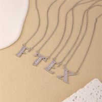 Stainless Steel Copper Simple Style Classic Style Plating Inlay Letter Zircon Pendant Necklace main image 1