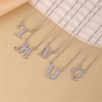 Stainless Steel Copper Simple Style Classic Style Plating Inlay Letter Zircon Pendant Necklace main image 3