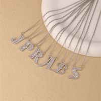 Stainless Steel Copper Simple Style Classic Style Plating Inlay Letter Zircon Pendant Necklace main image 5