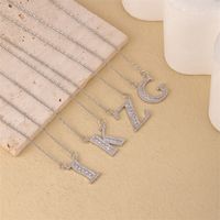 Stainless Steel Copper Simple Style Classic Style Plating Inlay Letter Zircon Pendant Necklace main image 6