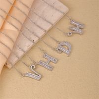 Stainless Steel Copper Simple Style Classic Style Plating Inlay Letter Zircon Pendant Necklace main image 4