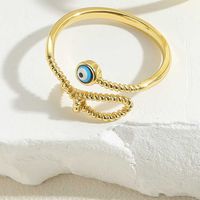 Vintage Style Simple Style Commute Devil's Eye Copper Plating Inlay Zircon 14k Gold Plated Open Rings sku image 2