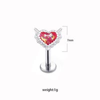 1 Piece Lip Rings Sexy Sweet Heart Shape 316 Stainless Steel  Copper Plating Inlay Acrylic White Gold Plated main image 2