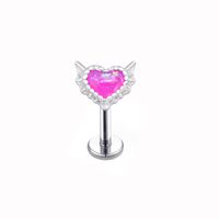 1 Piece Lip Rings Sexy Sweet Heart Shape 316 Stainless Steel  Copper Plating Inlay Acrylic White Gold Plated main image 7