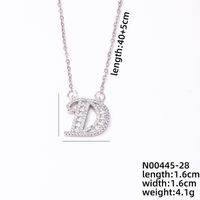 Stainless Steel Copper Simple Style Classic Style Plating Inlay Letter Zircon Pendant Necklace sku image 3