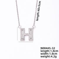 Stainless Steel Copper Simple Style Classic Style Plating Inlay Letter Zircon Pendant Necklace sku image 7