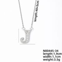 Stainless Steel Copper Simple Style Classic Style Plating Inlay Letter Zircon Pendant Necklace sku image 9