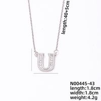 Stainless Steel Copper Simple Style Classic Style Plating Inlay Letter Zircon Pendant Necklace sku image 18